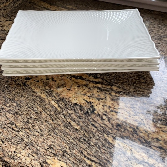 Pier 1 retired rectangular serving platter or plates. White with embossing - Picture 2 of 7